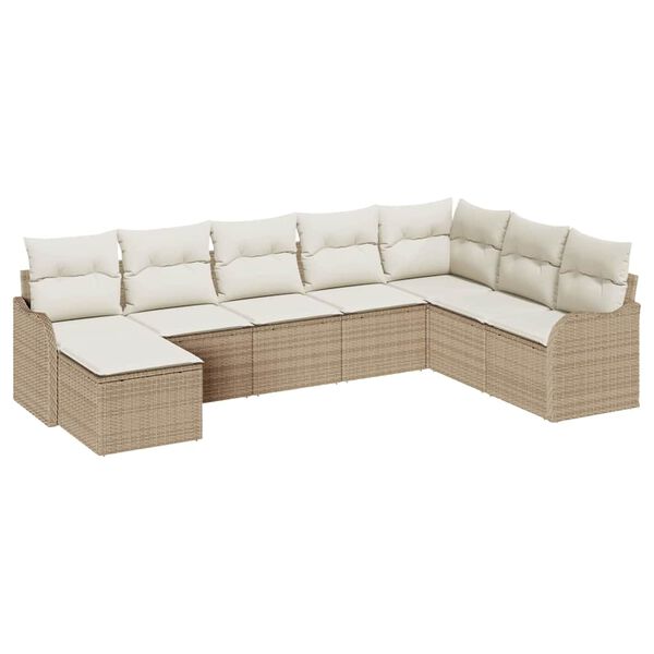 vidaXL Gartensofa-set 8 pcs Beige Poly-Rattan