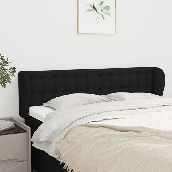 vidaXL Kopfteil mit Ohren Schwarz 147x23x78/88 cm Stoff