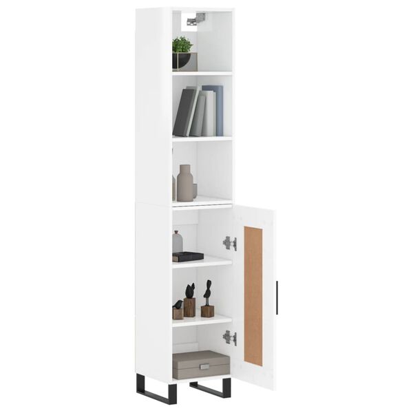 vidaXL Highboard Hochglanz-Wei&szlig; 34,5x34x180 cm Holzwerkstoff