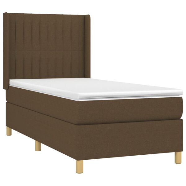 vidaXL Boxspringbett mit Matratze & LED Dunkelbraun 80x200 cm Stoff