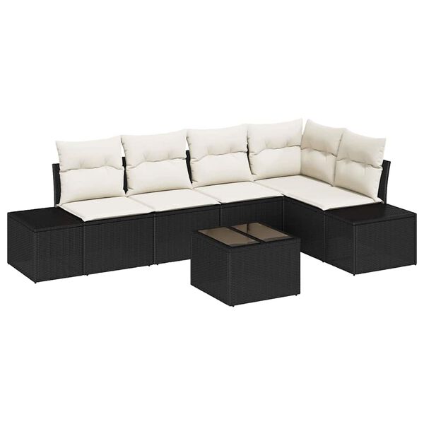 vidaXL Gartensofa-set 6 pcs Schwarz Poly-Rattan