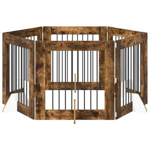 vidaXL Hundetor mit St&auml;ndern 6 pcs Ger&auml;ucherte Eiche 80 x 80 cm