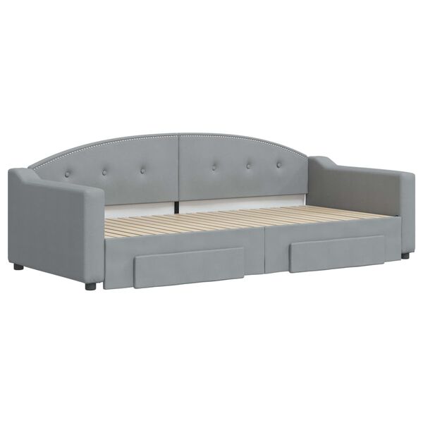vidaXL Tagesbett Ausziehbar mit Schubladen Hellgrau 90x200 cm Stoff