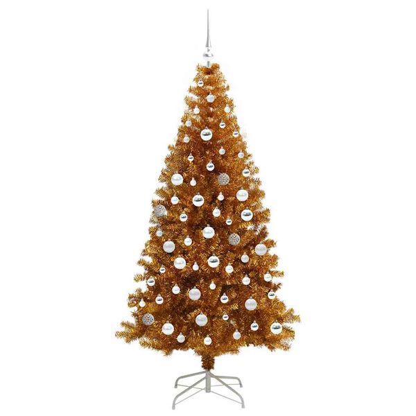 vidaXL Weihnachtsbaum mit 300 LEDs mit St&auml;nder Gold 180 cm PET
