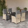vidaXL 5-tlg. Garten-Essgruppe mit Kissen Beigemischung Poly Rattan