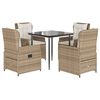 vidaXL 5-tlg. Garten-Essgruppe mit Kissen Beige Poly Rattan