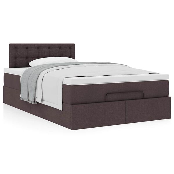 vidaXL Ottoman-Bett mit Matratze Dunkelbraun 120x200 cm Stoff