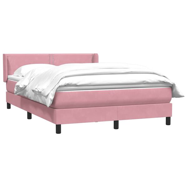 vidaXL Boxspringbett mit Matratze Rosa 140x220 cm Samt