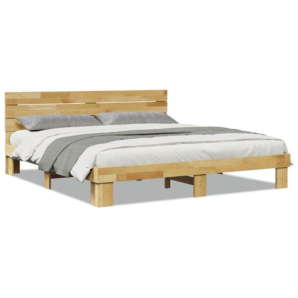 vidaXL Massivholzbett mit Kopfteil ohne Matratze 200x200 cm Eichenholz