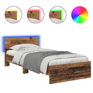 vidaXL Bettrahmen mit Kopfteil Altholz 90 x 190 cm Holzwerkstoff