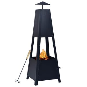 vidaXL Feuerstelle Schwarz 35&times;35&times;99 cm Stahl