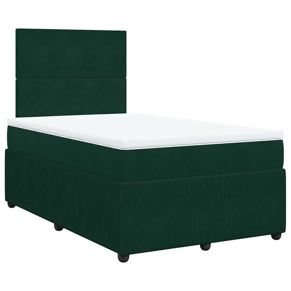 vidaXL Boxspringbett mit Matratze Dunkelgr&uuml;n 120x190 cm Samt