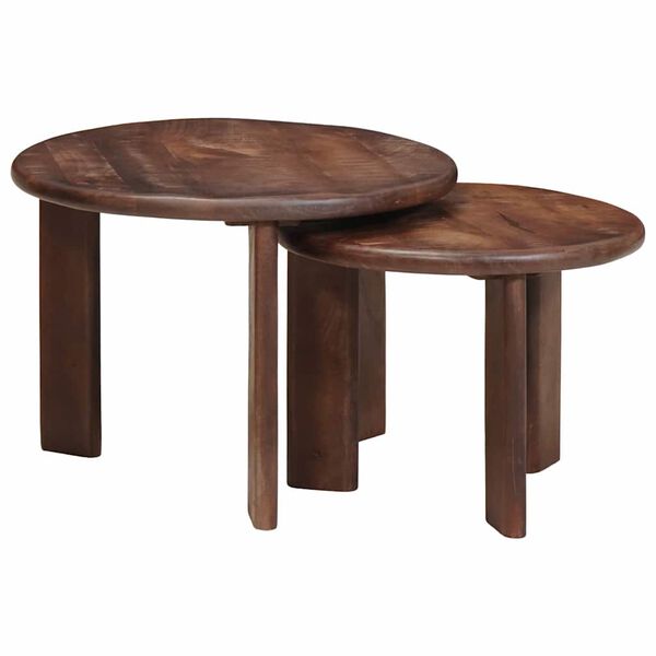 vidaXL Nesting-Couchtische 2 pcs Dunkelbraun Massivholz Mango