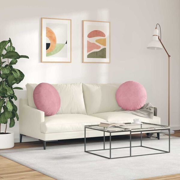 vidaXL Sitzkissen 2 St&uuml;ck Rosa &Oslash; 50 x 19 cm Samt