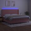 vidaXL Boxspringbett mit Matratze & LED Rosa 200x200 cm Samt