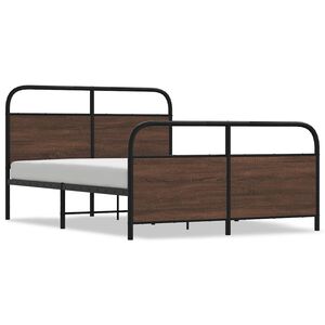 vidaXL Metallbett ohne Matratze Braun Eichen-Optik 140x200 cm