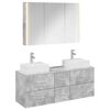 vidaXL Badezimmerm&ouml;bel-Set 4 pcs Betongrau Ingenieurholz und Glas