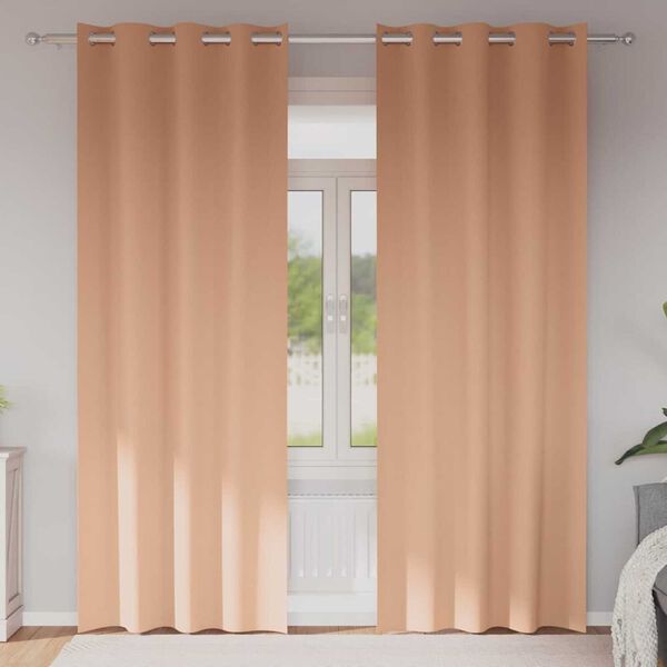 vidaXL Verdunkelungs-Vorh&auml;nge mit Ringen 2 pcs Hellbraun 245 x 140 cm