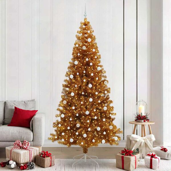 vidaXL Weihnachtsbaum mit 300 LEDs mit St&auml;nder Gold 240 cm PET