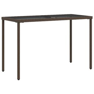 vidaXL Gartentisch mit Glasplatte Braun 115x54x74 cm Poly Rattan