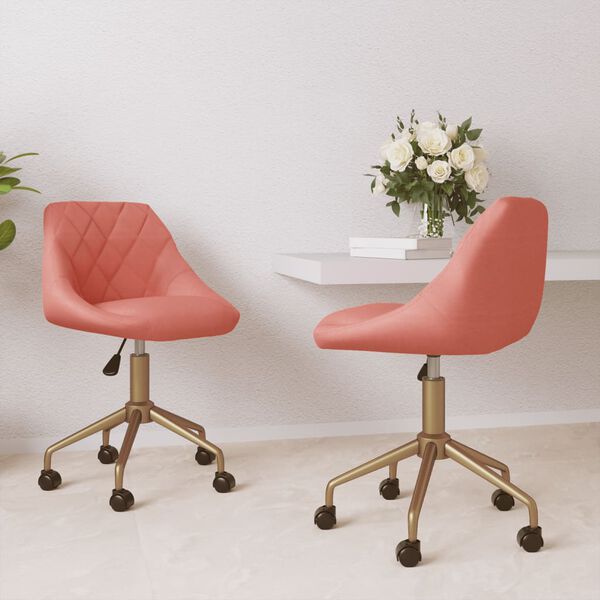 vidaXL Esszimmerst&uuml;hle 2 Stk. Drehbar Rosa Samt