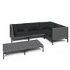 vidaXL 5-tlg. Garten-Lounge-Set mit Kissen Poly Rattan Dunkelgrau