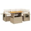 vidaXL 5-tlg. Garten-Sofagarnitur mit Kissen Beige Poly Rattan