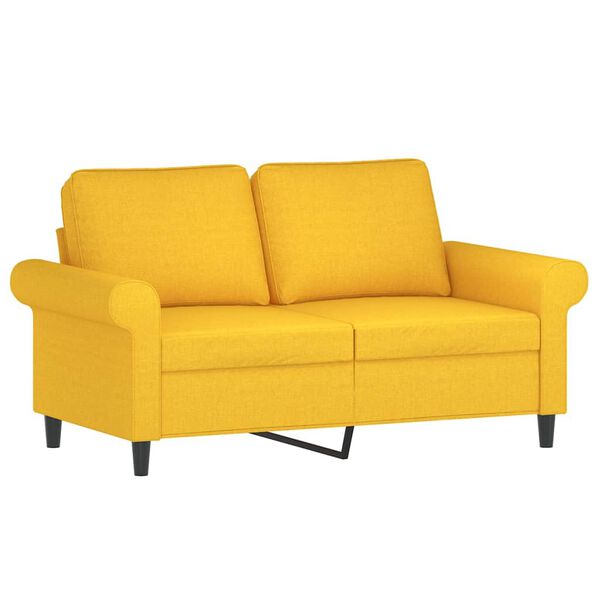 vidaXL 2-Sitzer-Sofa mit Kissen Hellgelb 120 cm Stoff