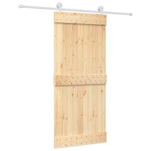 vidaXL Schiebet&uuml;r Nat&uuml;rlich und Wei&szlig; 90 x 210 cm Massivkiefer
