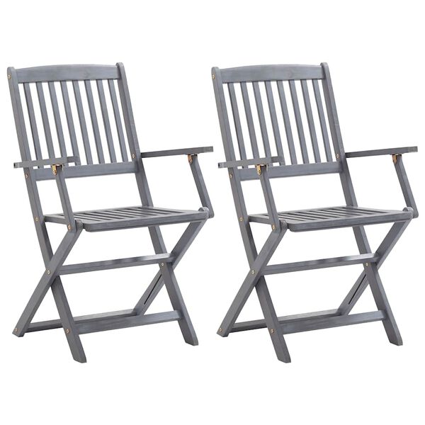 vidaXL Klappbare Gartenst&uuml;hle 2 Stk. mit Sitzkissen Massivholz Akazie