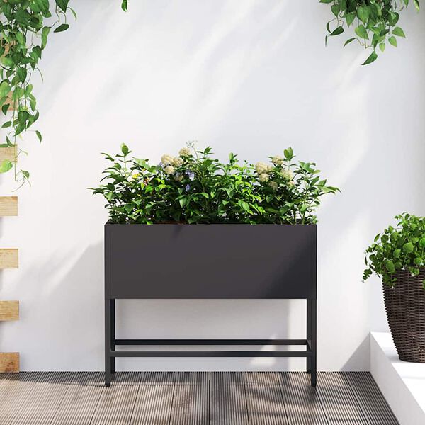 vidaXL Hochbeet Gartenpflanzer Schwarz 60 x 26 x 45 cm Stahl