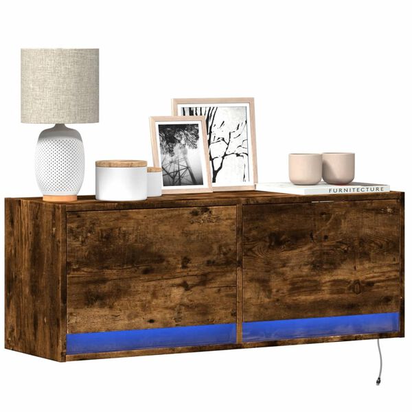 vidaXL TV-Wandschrank mit LED-Beleuchtung R&auml;uchereiche 100x31x35 cm