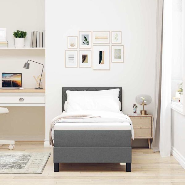 vidaXL Boxspringbett mit Matratze Dunkelgrau 80 x 200 cm Stoff