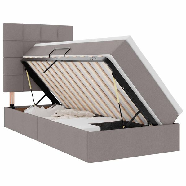 vidaXL Bett mit Stauraum und LED mit LED Taupe 90 x 190 cm Polyester