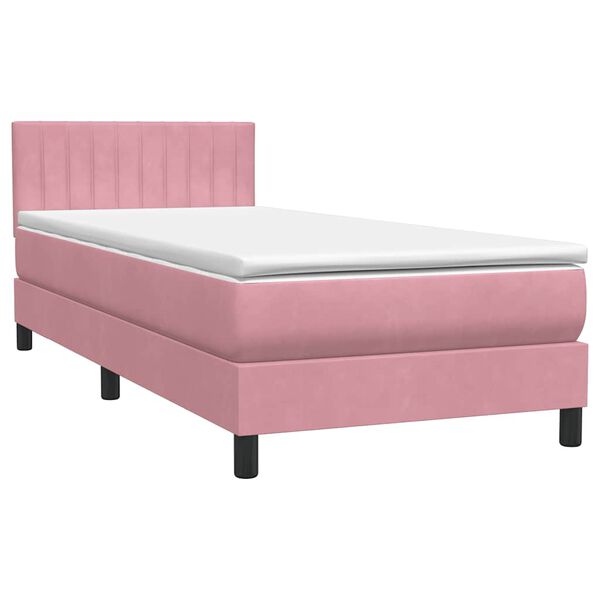 vidaXL Boxspringbett mit Matratze Rosa 90x210 cm Samt