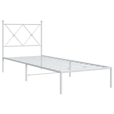 vidaXL Metallbett ohne Matratze mit Kopfteil Weiß 75x190 cm