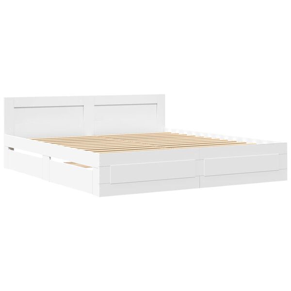 vidaXL Bettgestell mit Kopfteil ohne Matratze Wei&szlig; 200x200 cm