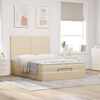 vidaXL Ottoman-Bett mit Matratze Creme 140x190 cm Stoff