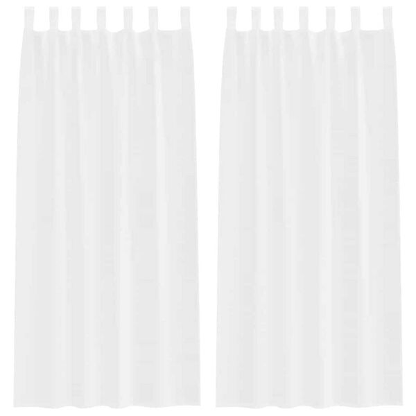 vidaXL Voile-Vorhang mit Vorh&auml;ngen 2 pcs Wei&szlig; 225 x 140 cm Polyester