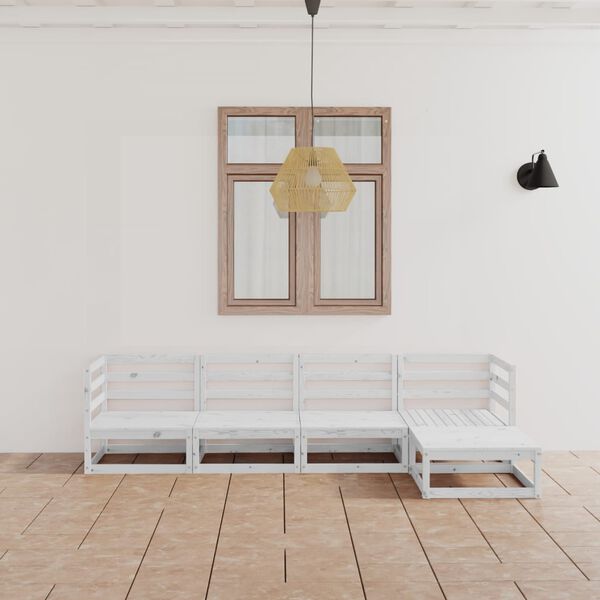 vidaXL 5-tlg. Garten-Lounge-Set Wei&szlig; Massivholz Kiefer