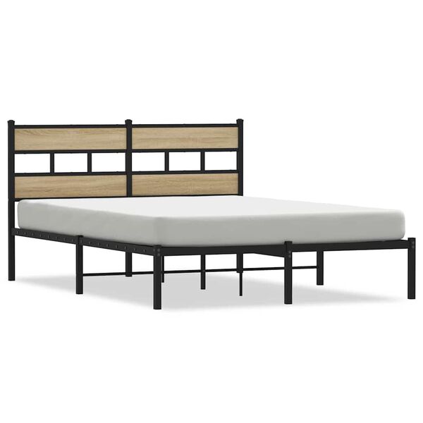vidaXL Metallbett ohne Matratze Sonoma-Eiche 140x190 cm