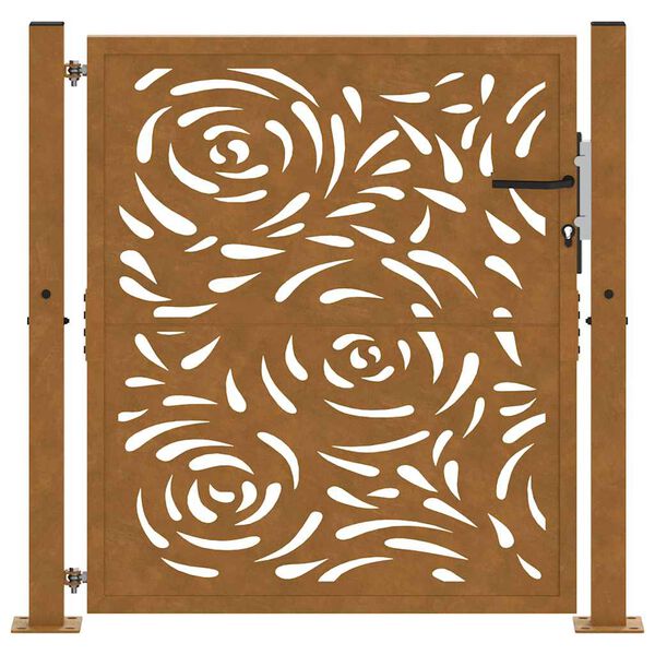 vidaXL Gartentor 100x100 cm Verwitterungsstahl Flammendesign