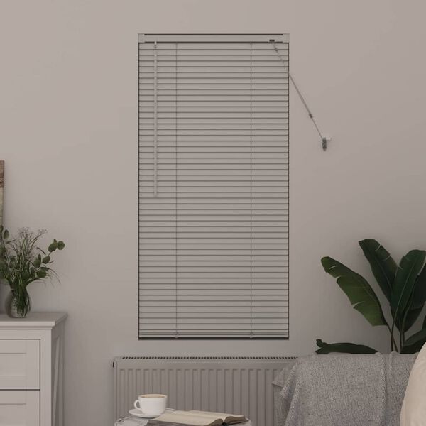 vidaXL Fensterjalousie mit Vorh&auml;ngen Wei&szlig; Aluminium