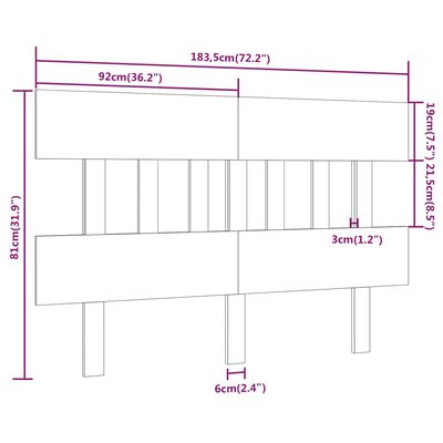 vidaXL Kopfteil Honigbraun 183,5x3x81 cm Massivholz Kiefer