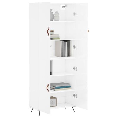 vidaXL Highboard Hochglanz-Weiß 69,5x34x180 cm Holzwerkstoff