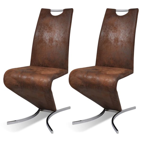 vidaXL Esszimmerst&uuml;hle 2 Stk. Braun Kunstleder