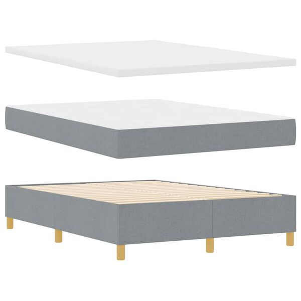 vidaXL Boxspringbett mit Matratze Hellgrau 140 x 190 cm Stoff
