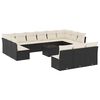 vidaXL 14-tlg. Garten-Sofagarnitur mit Kissen Schwarz Poly Rattan