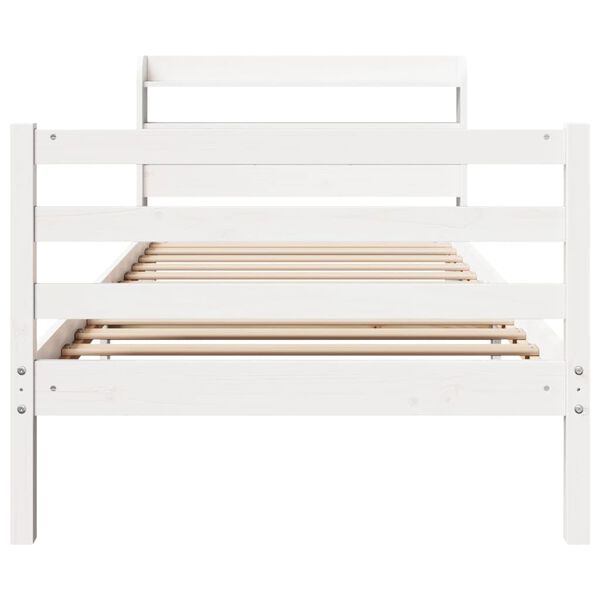 vidaXL Bettgestell mit Kopfteil ohne Matratze Wei&szlig; 75x190 cm