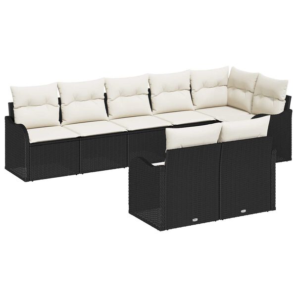 vidaXL Gartensofa-set mit Speicher 8 pcs Schwarz und Wei&szlig; Poly-Rattan